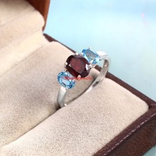 Naturale Granato & Topazio Blu