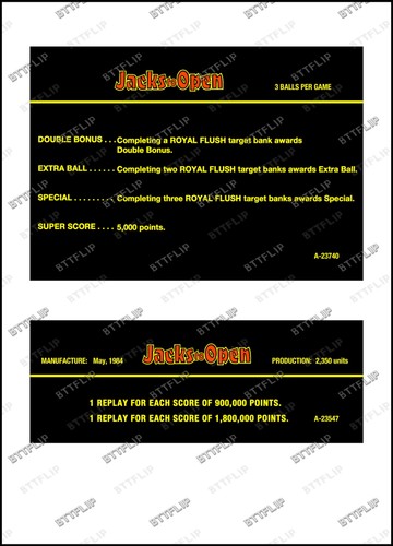 Gottlieb jacks open 1984 - jacks,