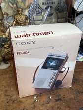 TV Vintage Sony Watchman FD-20A Portatile Nero Bianco con Custodia - Testato ~ Funzionante