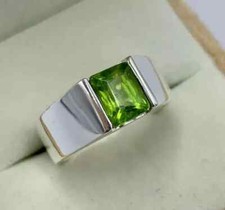 Anello peridoto verde naturale non riscaldato fatto a mano argento sterling 925 peridoto ring