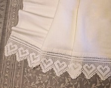 Lenzuolo Matrimoniale misto lino con pizzo fatto a mano motivo a Cuori