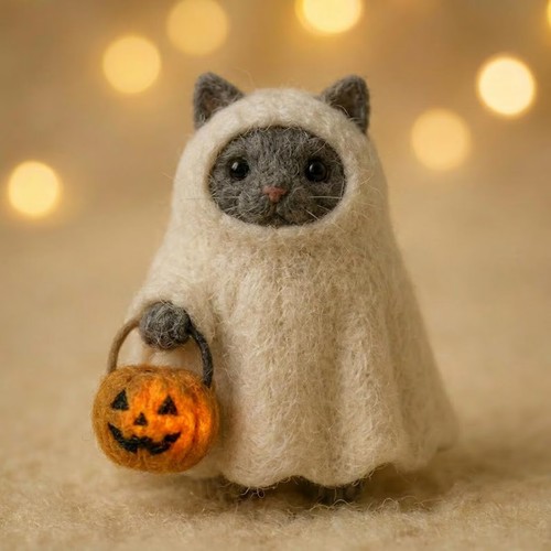 Gatto fantasma feltro - in, con