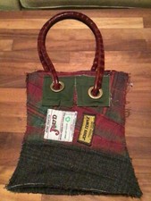 BORSA JOEY D DESIGNER PELLE VERNICIATA TWEED TRACOLLA VINTAGE 