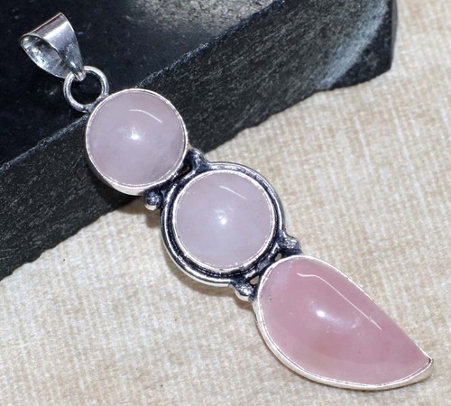 Ciondolo lungo quarzo rosa