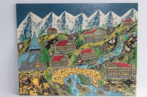 Tableau peinture village - tableau,