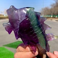 260g Natural flourite caving fish Shape Reiki Chakra Healing