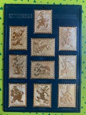 COLLEZIONE COMPLETA DEI 10 FRANCOBOLLI METALLICI ' TOPOLINO QUACK ' gadget 1973