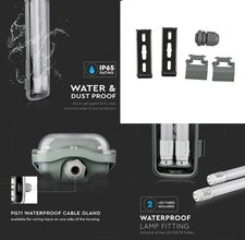 PLAFONIERA STAGNA LED COMPLETA DI NEON TUBO T8 60-120-150 CM 220V SOFFITTO IP65