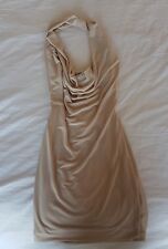 Abiti vestito corto donna, tubino sexy schiena nuda minidress colore beige carne