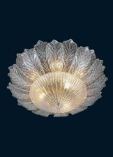 Murano – Plafoniera in vetro a Foglie – Lampadario Cristallo vintage anni ’70