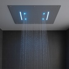 Soffione Doccia LED a Soffitto Installazione Da Incasso Con Cascata Acciaio Inox