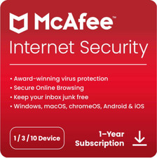 McAfee Internet Security 2025 1, 3, 10 Dispositivo 1 o 2 Anni Rinnovo Automatico - Digitale