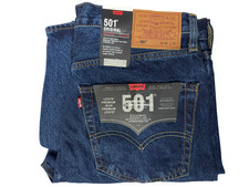 Jeans Levis 501 uomo blu regular fit gamba dritta denim pantaloni stonewash