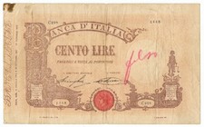 100 LIRE FALSO D'EPOCA BARBETTI GRANDE B MATRICE TESTINA 12/05/1919 MB/BB