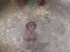 FLORIO CERAMICA/ Raviera con motivo floreale e dama  _ Liberty