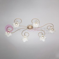 INES Plafoniera a Soffitto Rustica a 6 Luci in Ferro Battuto avorio oro