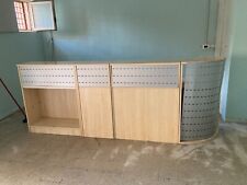 BANCO NEGOZIO/RECEPTION USATO COLORE ACERO 290X70X110 CON CASSETTIERA E VETRINA