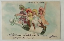 CARTOLINA PUBBLICITARIA DONNINE VINO LIQUORE SPUMANTE NOVECENTO LIBERTY COSTUMI
