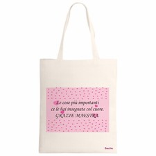 borsa ecru scritta grazie