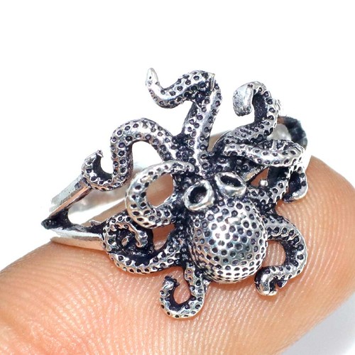 Anello polpo gotico placcato