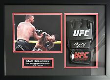 Guanto Max Holloway autografato con scritta incorniciata UFC JSA COA Justin Gaethje
