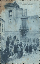 cs80 cartolina sora terremoto 1915 piazza s.restituta provincia di frosinone
