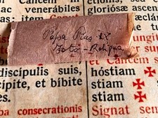 RARA Papa Pio IX VERA FOTO/RELIQUIA: Splendida su rottami di carta con timbro!