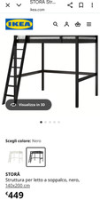 Vendo letto a soppalco ikea STORA nero 