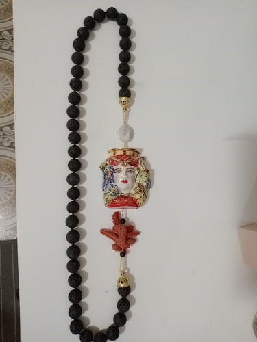 Collana pietra lavica - pietra, e