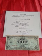 ? 1000 Lire AM Raro PERIZIATA Occupazione Americana 1943 Lotto 1Banconota Regno