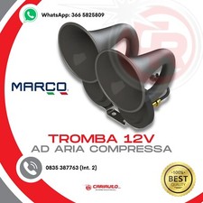Avvisatore Tromba Aria Compressa Marco 12V 2 Suoni Alternati intervallati Camion