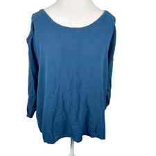 Oh mia garza! Top blu spalle fredde spacco 3/4 Slvs Marocco Boxy Boho taglia 3 = XXL