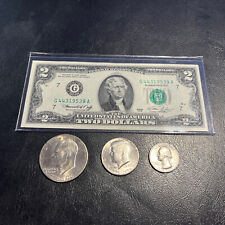 Set bicentenario 1976 non circolato • banconota da due dollari Eisenhower mezzo e quarto