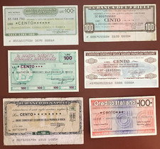 6 Mini Assegni da 100 Lire del