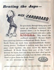 WW2 BRITISH INDUSTRIAL PLASTICS 'Beetle Resin Cardboard' Advert Small 1944 Print