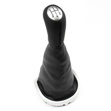 Pomello Leva del Cambio per Renault Clio 3 III 5 Marce Nero Pelle con Cuffia