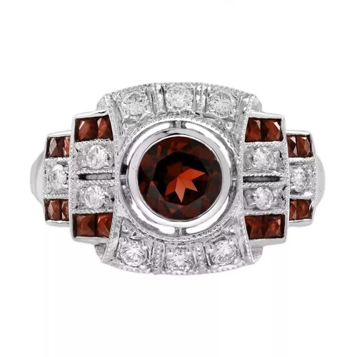 Anello granato diamanti - anello, di