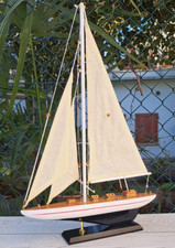 MODELLINO BARCA A VELA Tipo ENTERPRISE in LEGNO Lft 32 Cm COLLEZIONE IDEA REGALO