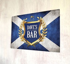 Personalizzato Dorato Crest Scozzese Bandiera Etichetta Birra Insegna A4 Metallo