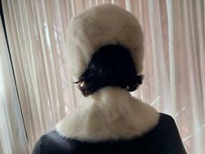 Copricapo sposa in ermellino bianco con colletto in ermellino bianco