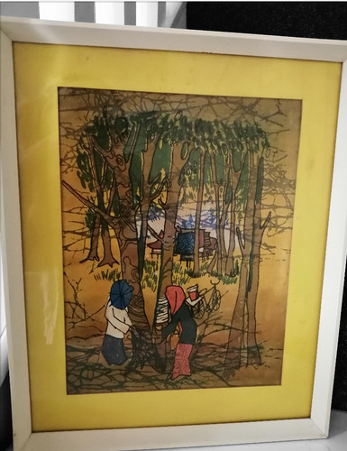 Quadro asiatico anni - 50, batik