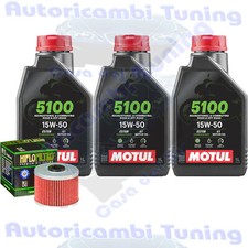 Kit Tagliando Olio Motul 5100 15W50 + Filtro Per Honda XBR500 SJ SH 1987>1988