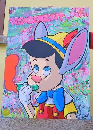 Opera arte pinocchio pop art - d'arte,
