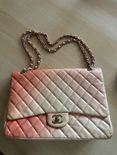 Chanel Off-white/Ombre Quilted Leather Maxi Classic Single Falp Bag 