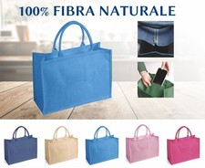 Borsa in Juta 100% Naturale Borsa Mare Shopper Eco cm 48x34x19 con Cerniera