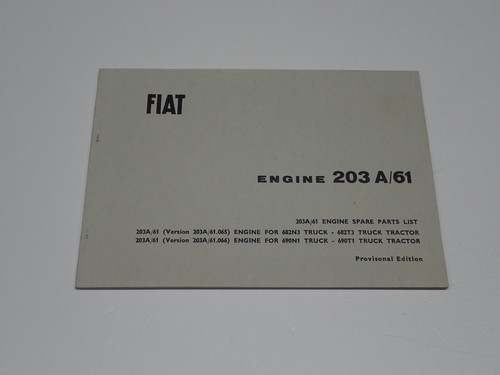 Fiat motore 203 catalogo - 203, a/61