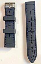 CINTURINO OROLOGIO SILICONE MORBIDO PITONATO NERO/BLU  20mm 22mm 24mm 26mm