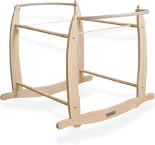 - Supporto a Dondolo per Culla Di Vimini, Alta Qualità, Colore: Legno Naturale