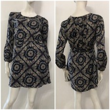 PEPE JEANS Vestito abito blu fantasia fucsia gialla Tg S