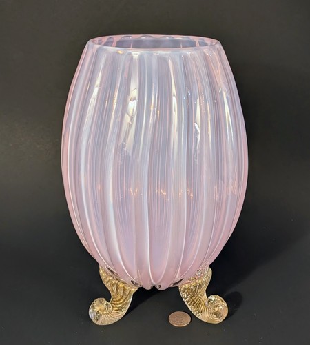Vaso vintage rosa opalino - 12",